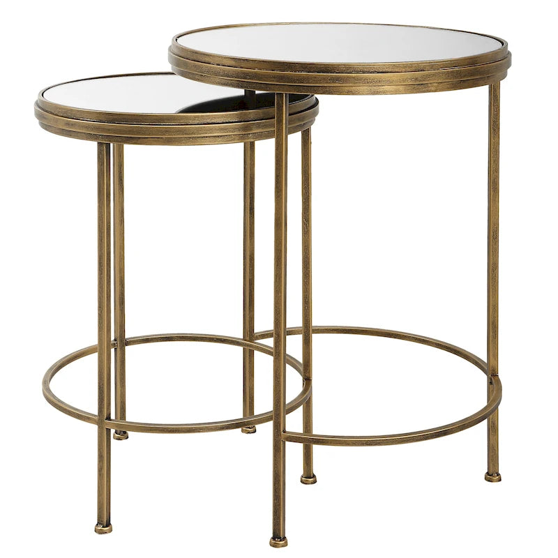 Tables gigognes en fer et verre (lot de 2)