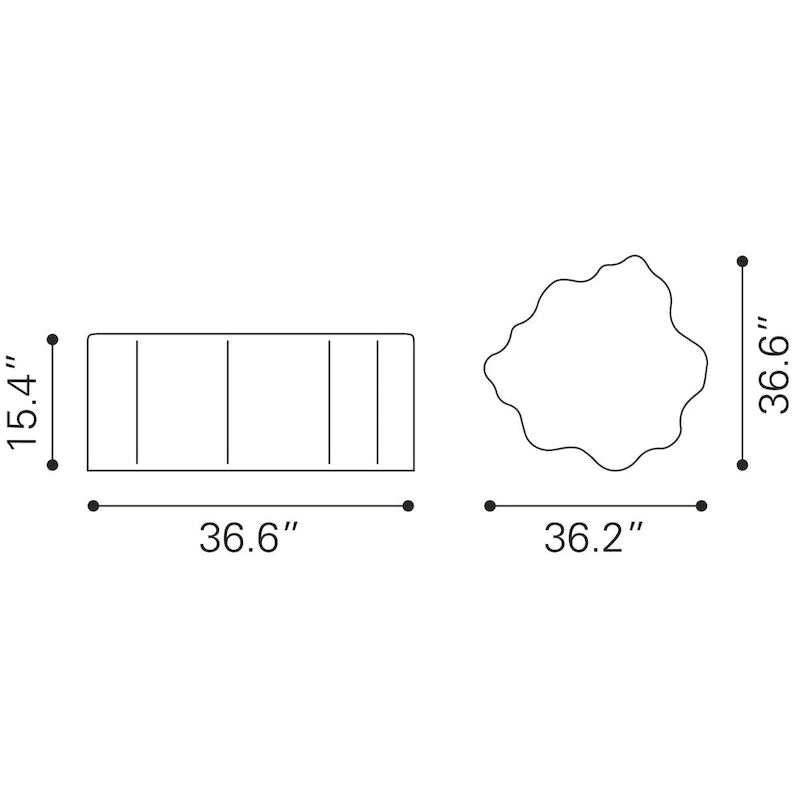 Coffee Table - 36.6 W x 36.2 D x 15.4 H