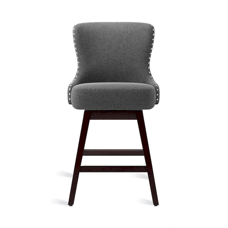 Tabourets de bar pivotants de style Mid-Century Modern de 26 po en similicuir/tissu rembourré pour îlot, ensemble de 4