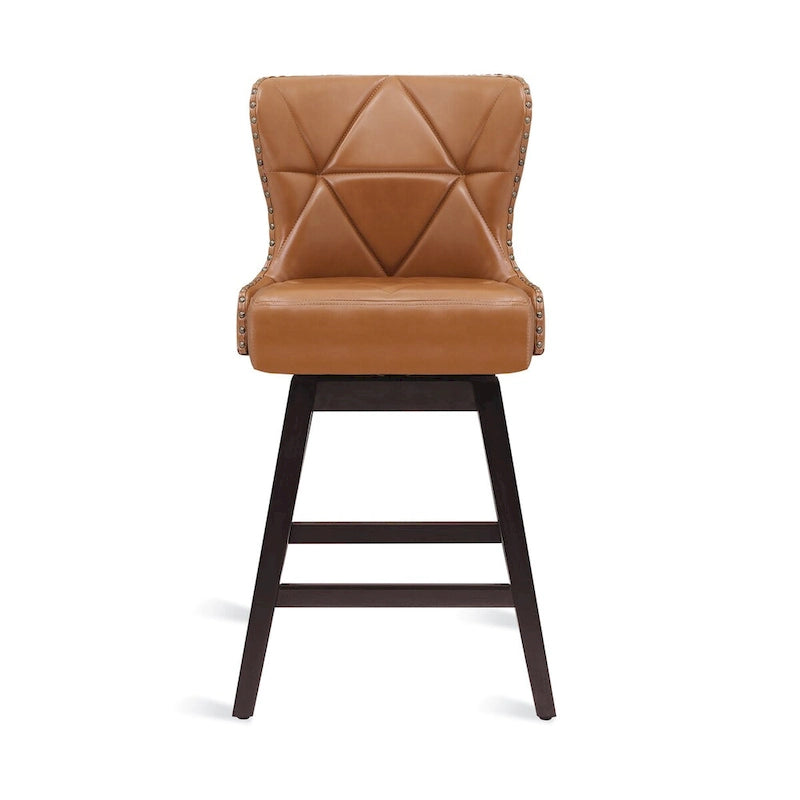 Tabourets de bar pivotants de style Mid-Century Modern de 26 po en similicuir/tissu rembourré pour îlot, ensemble de 4