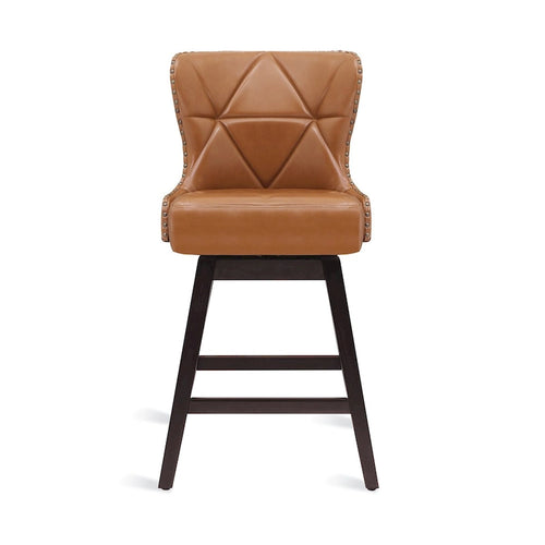 Tabourets de bar pivotants de style Mid-Century Modern de 26 po en similicuir/tissu rembourré pour îlot, ensemble de 4