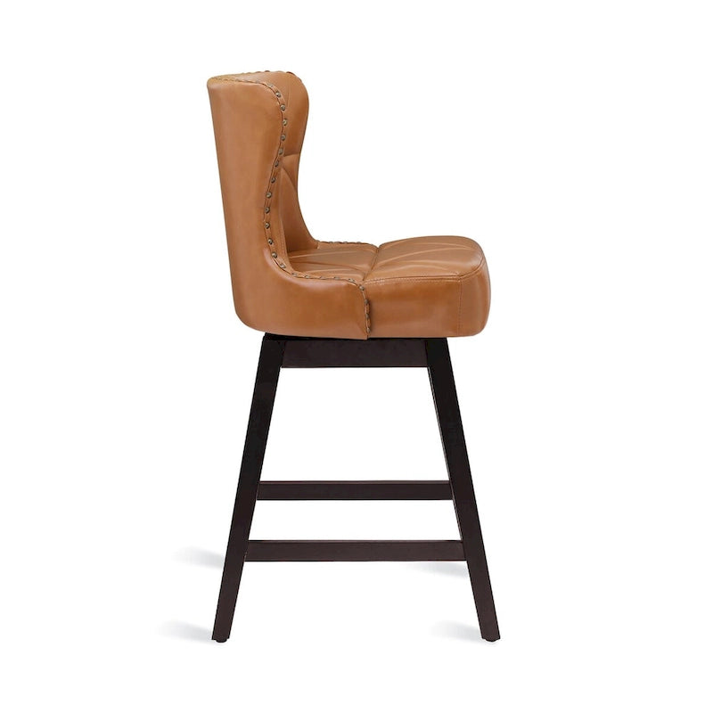 Tabourets de bar pivotants de style Mid-Century Modern de 26 po en similicuir/tissu rembourré pour îlot, ensemble de 4
