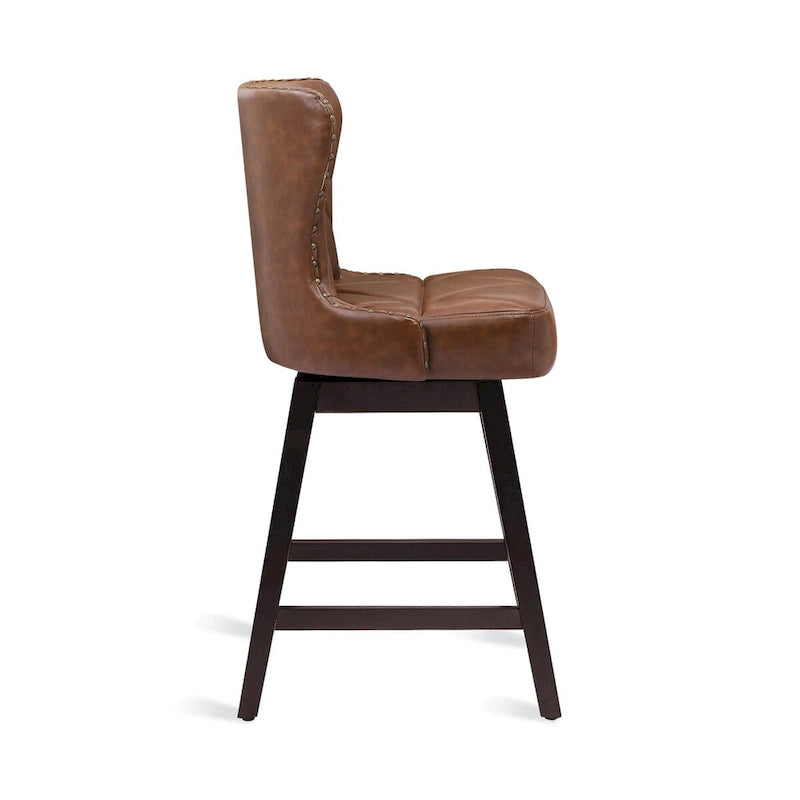 Tabourets de bar pivotants de style Mid-Century Modern de 26 po en similicuir/tissu rembourré pour îlot, ensemble de 4