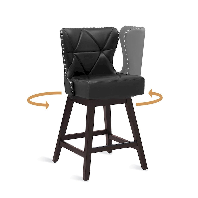 Tabourets de bar pivotants de style Mid-Century Modern de 26 po en similicuir/tissu rembourré pour îlot, ensemble de 4