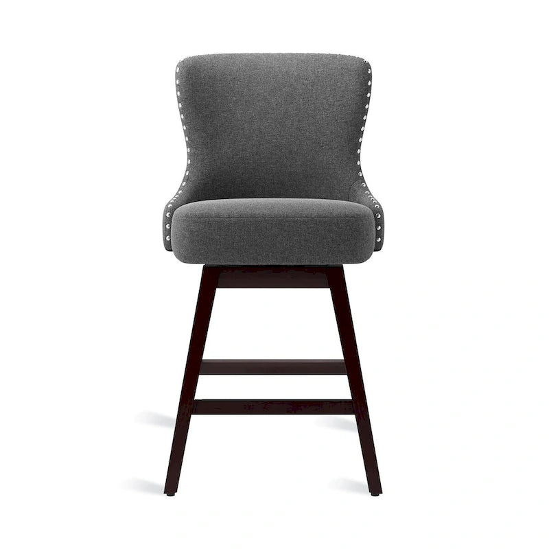 Tabourets de bar pivotants de style Mid-Century Modern de 26 po en similicuir/tissu rembourré pour îlot, ensemble de 4
