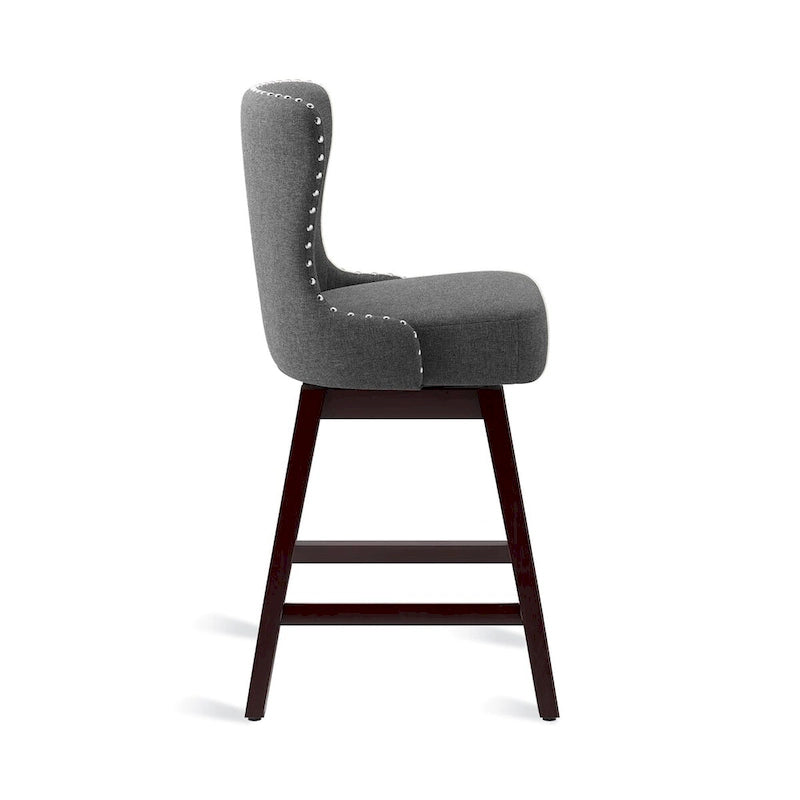 Tabourets de bar pivotants de style Mid-Century Modern de 26 po en similicuir/tissu rembourré pour îlot, ensemble de 4