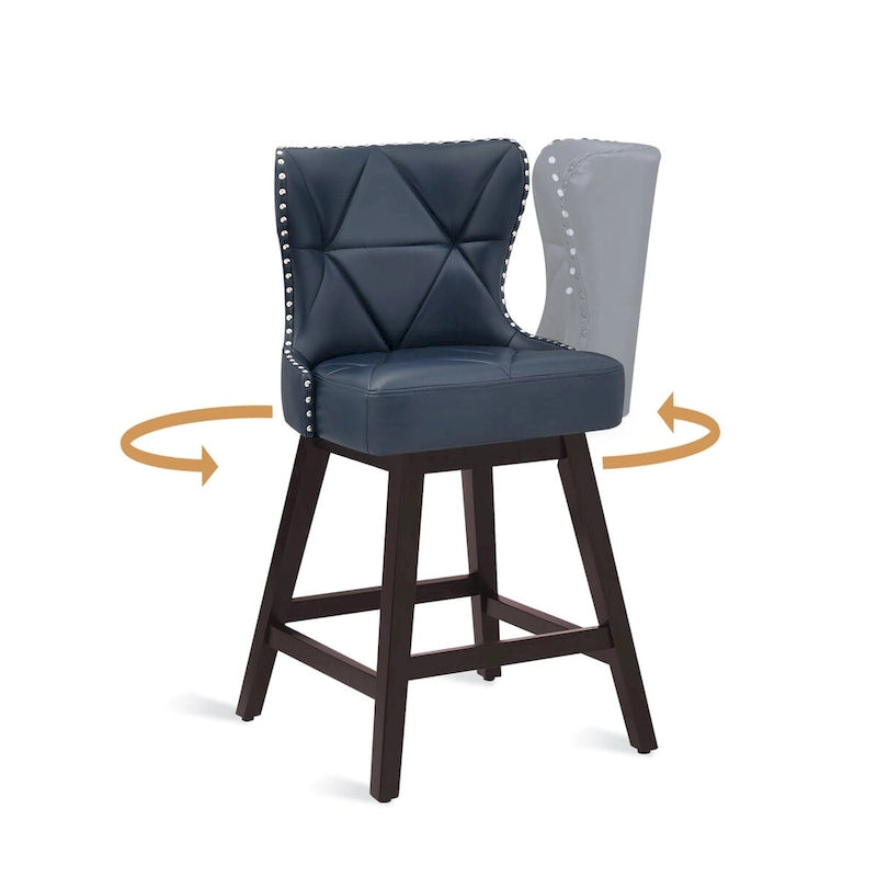 Tabourets de bar pivotants de style Mid-Century Modern de 26 po en similicuir/tissu rembourré pour îlot, ensemble de 4
