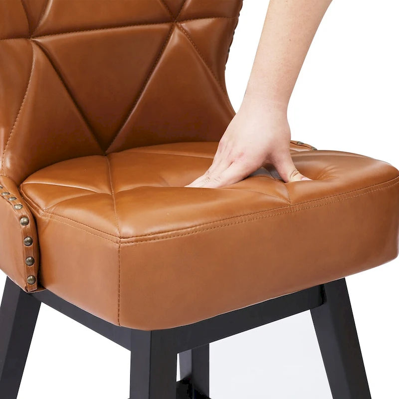 Tabourets de bar pivotants de style Mid-Century Modern de 26 po en similicuir/tissu rembourré pour îlot, ensemble de 4