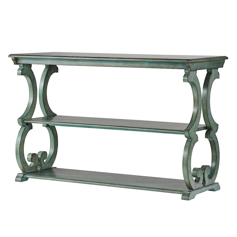 Meuble TV en bois avec volutes et table basse