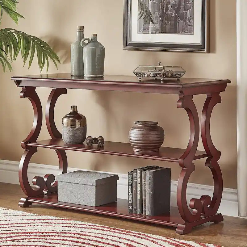 Meuble TV en bois avec volutes et table basse