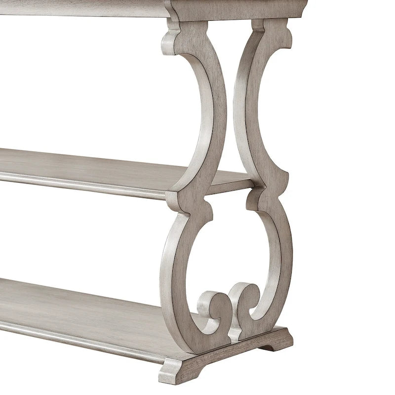 Meuble TV en bois avec volutes et table basse