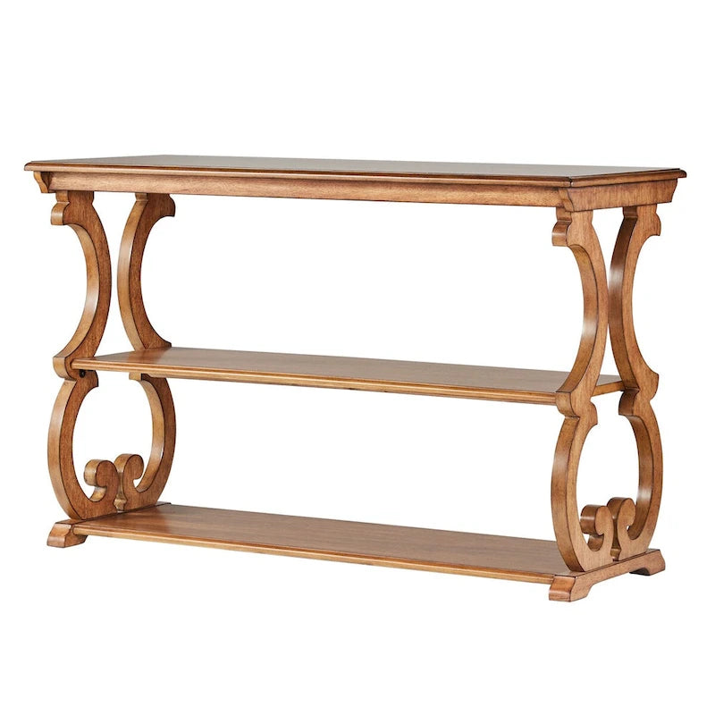 Meuble TV en bois avec volutes et table basse