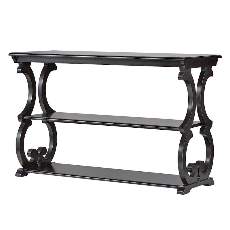 Meuble TV en bois avec volutes et table basse