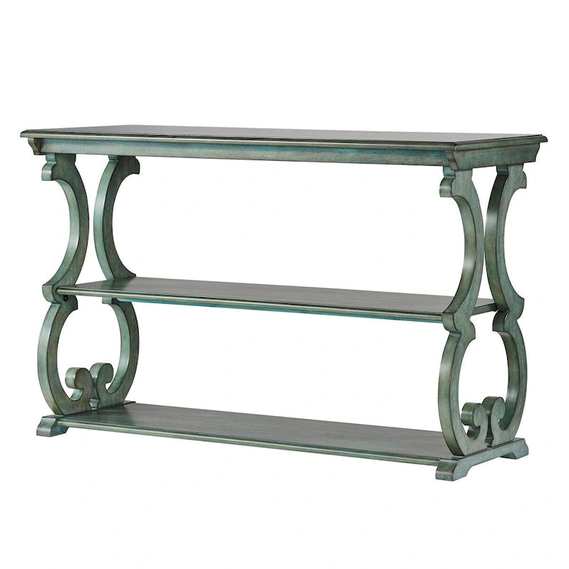 Meuble TV en bois avec volutes et table basse