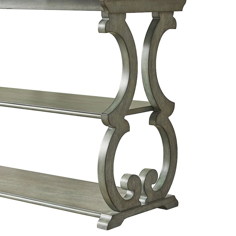 Meuble TV en bois avec volutes et table basse