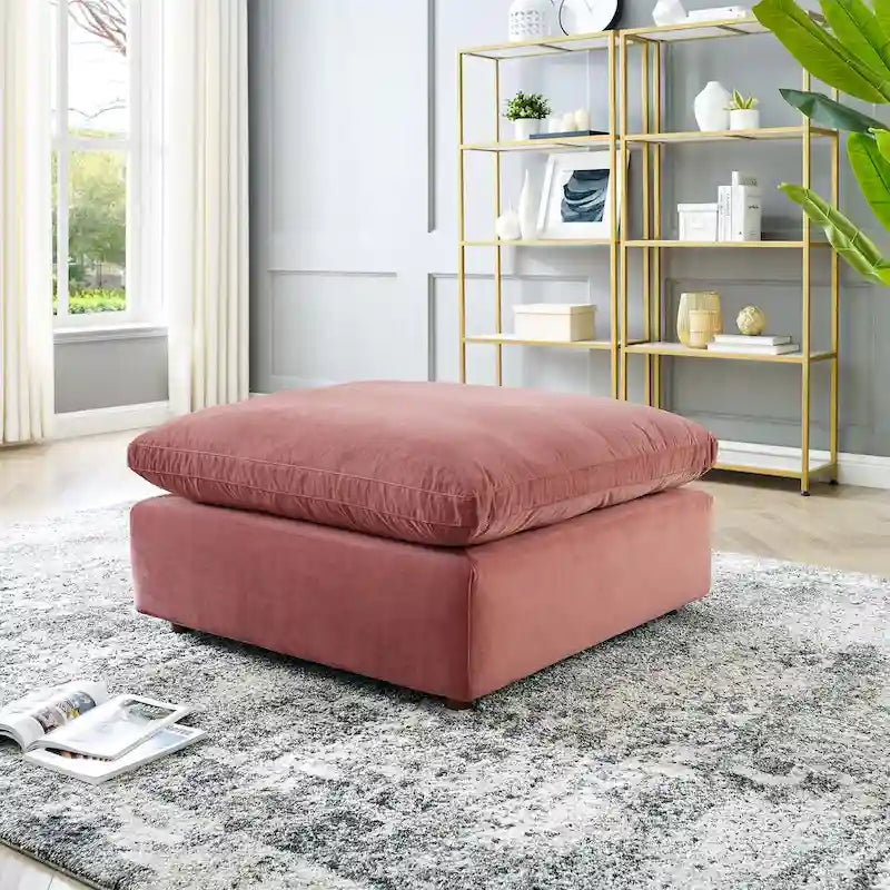 Ottoman en velours haute performance Commix garni de duvet et surdimensionné
