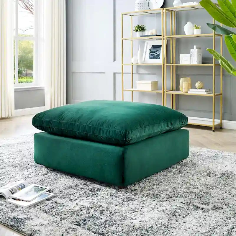 Ottoman en velours haute performance Commix garni de duvet et surdimensionné