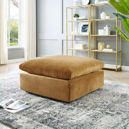 Ottoman en velours haute performance Commix garni de duvet et surdimensionné