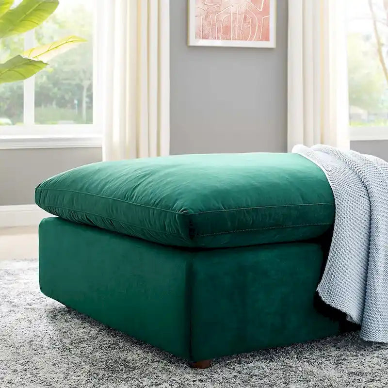 Ottoman en velours haute performance Commix garni de duvet et surdimensionné