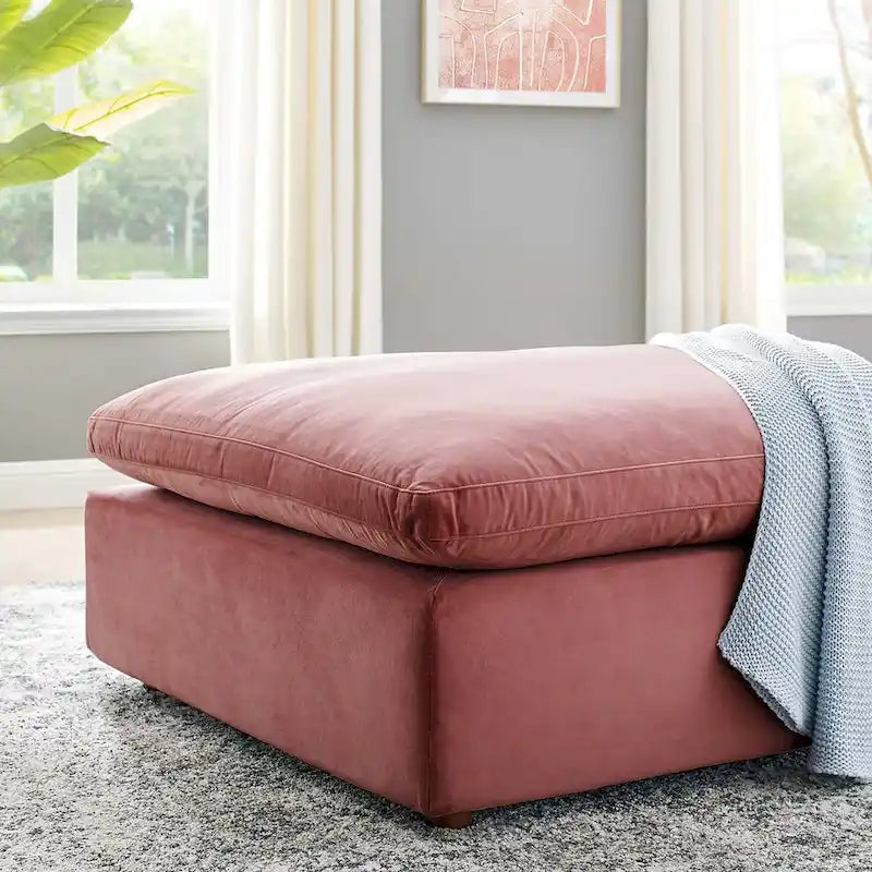 Ottoman en velours haute performance Commix garni de duvet et surdimensionné