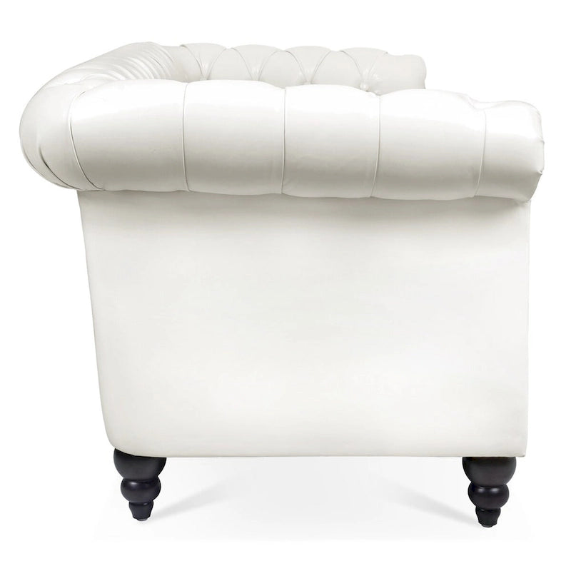 Cream 84.65 Traditional Chesterfield 3 Seater Sofa, PU Leather