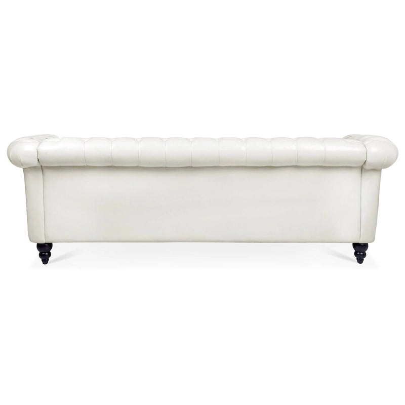 Cream 84.65 Traditional Chesterfield 3 Seater Sofa, PU Leather