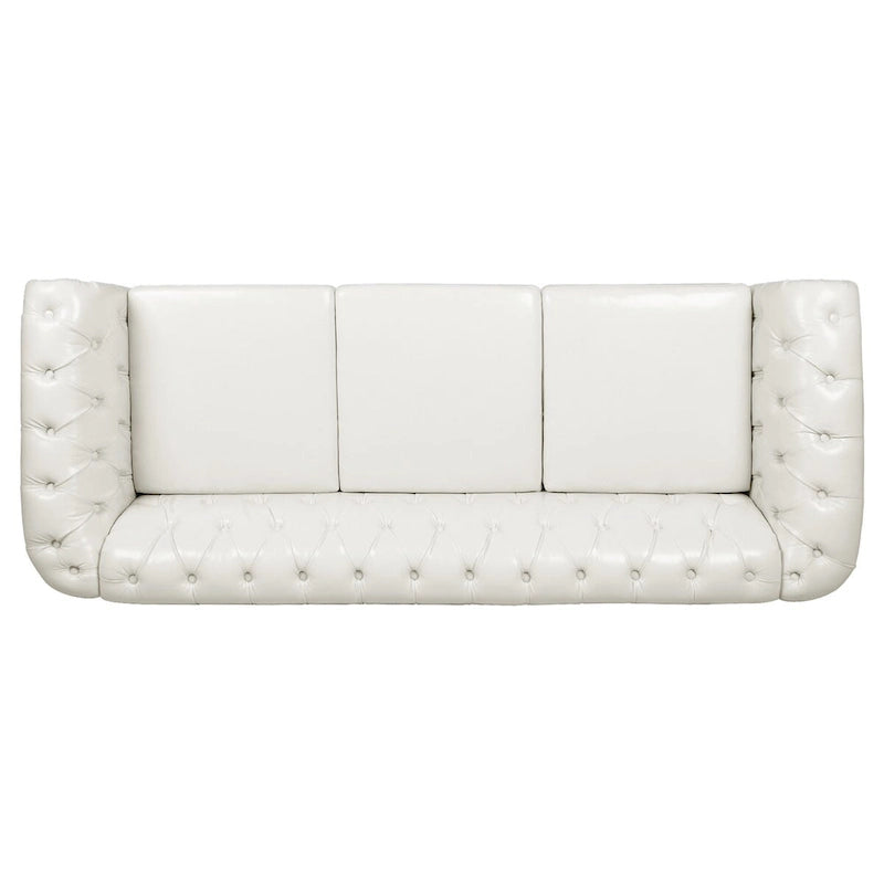 Cream 84.65 Traditional Chesterfield 3 Seater Sofa, PU Leather