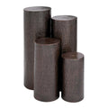 Table piédestal haute et fine en métal, au design rainuré ou martelé, de couleur marron – Lot de 4 – Roche River Decor