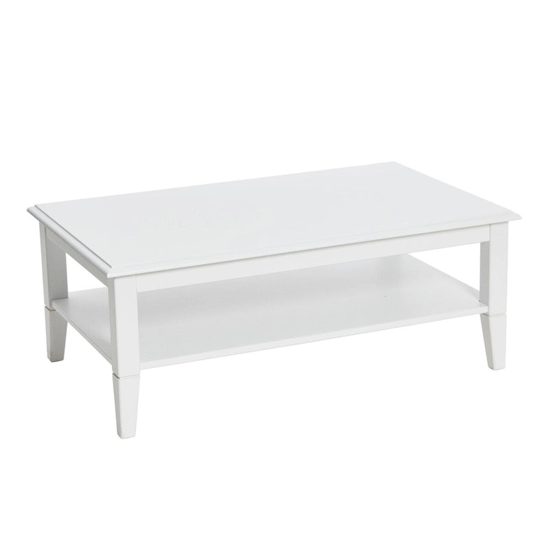 Table basse avec étagère de rangement et pieds en bois massif