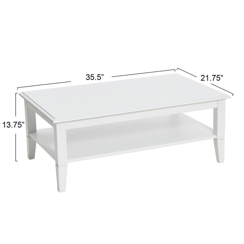 Table basse avec étagère de rangement et pieds en bois massif