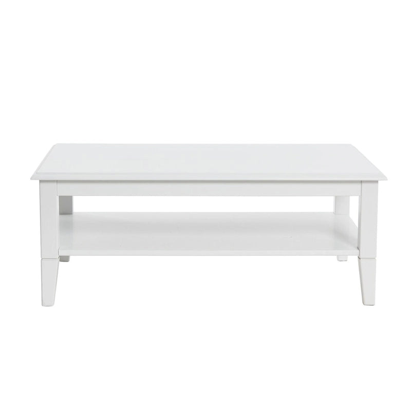 Table basse avec étagère de rangement et pieds en bois massif