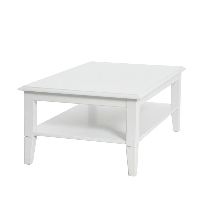 Table basse avec étagère de rangement et pieds en bois massif