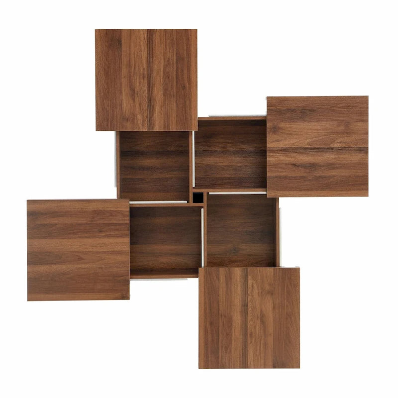 39.4 Square Marble Veneer Coffee Table with Sliding Top Storage