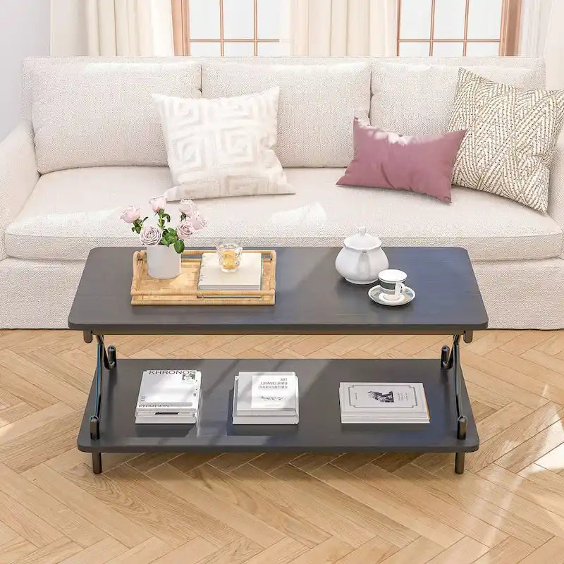 Ensemble moderne de 3 tables basses pour salon, incluant une table basse en bois et un ensemble de 2 tables d'appoint