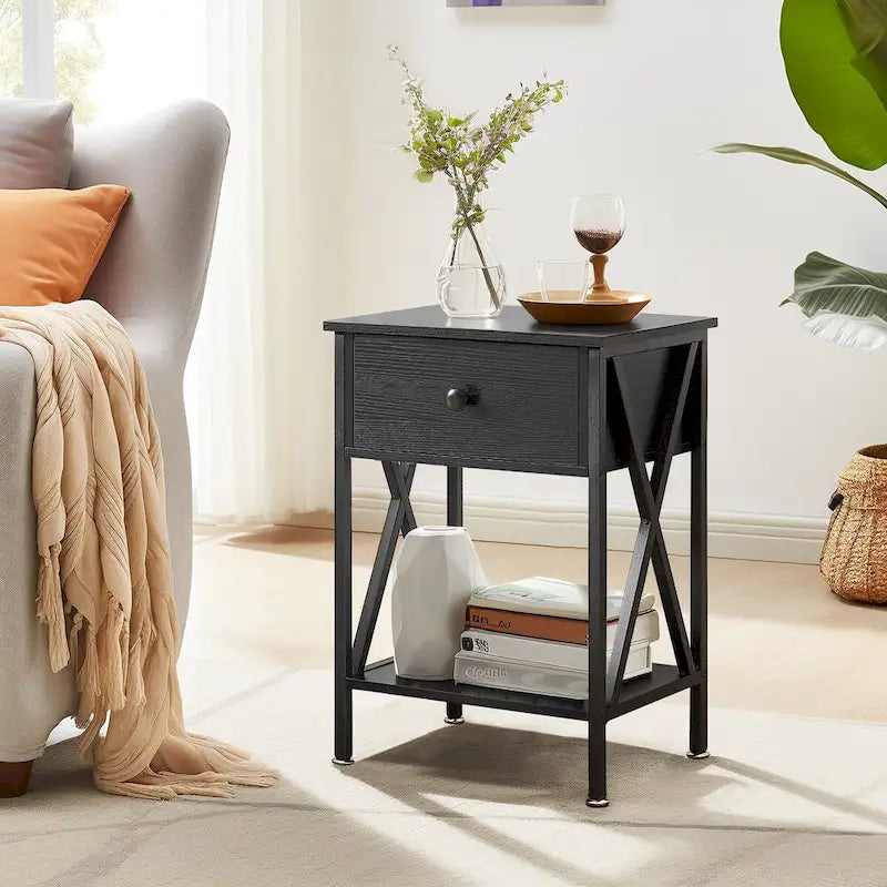 Ensemble moderne de 3 tables basses pour salon, incluant une table basse en bois et un ensemble de 2 tables d'appoint