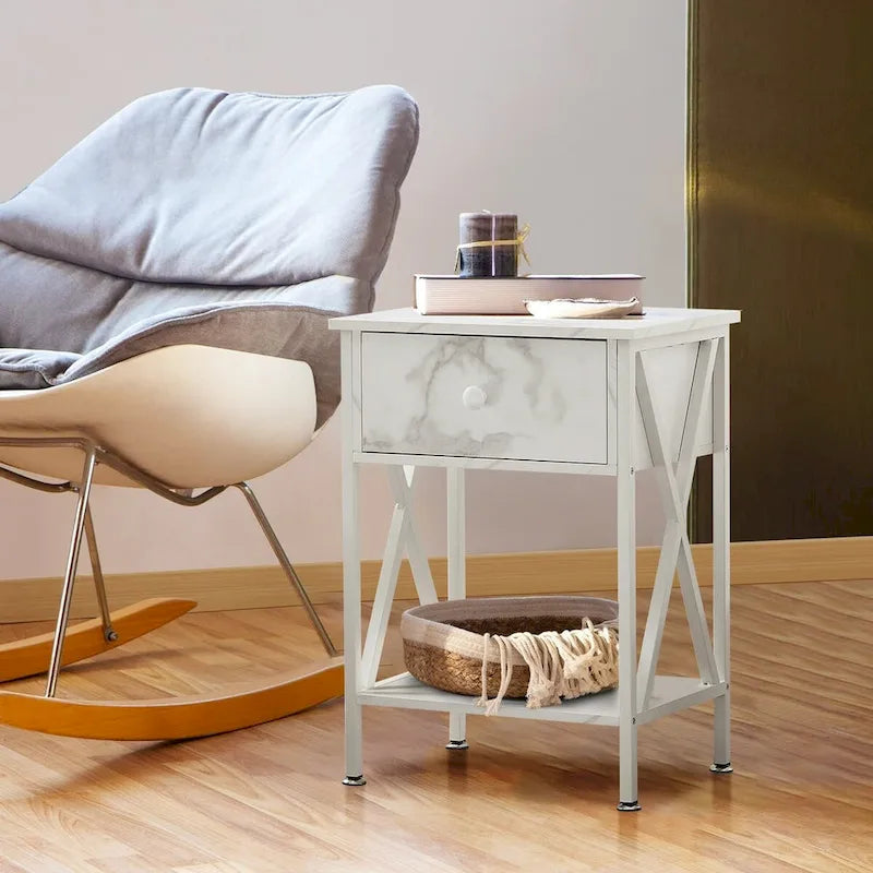Ensemble moderne de 3 tables basses pour salon, incluant une table basse en bois et un ensemble de 2 tables d'appoint