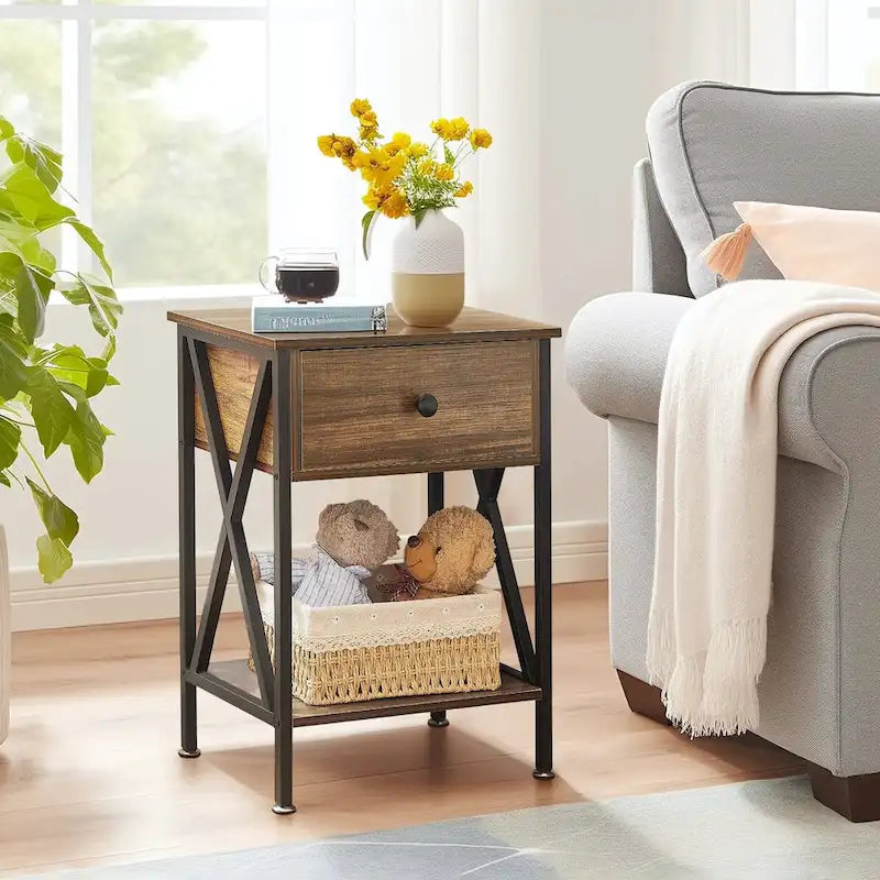 Ensemble moderne de 3 tables basses pour salon, incluant une table basse en bois et un ensemble de 2 tables d'appoint
