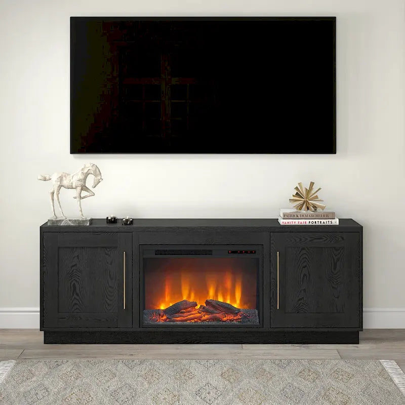 Tillman Rectangular TV Stand with Log Fireplace for TV's up to 75