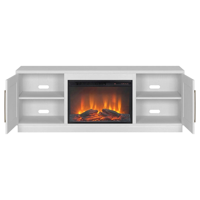 Rectangular TV Stand with Log Fireplace for TV's up to 75