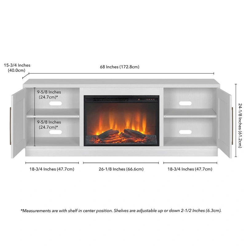 Rectangular TV Stand with Log Fireplace for TV's up to 75