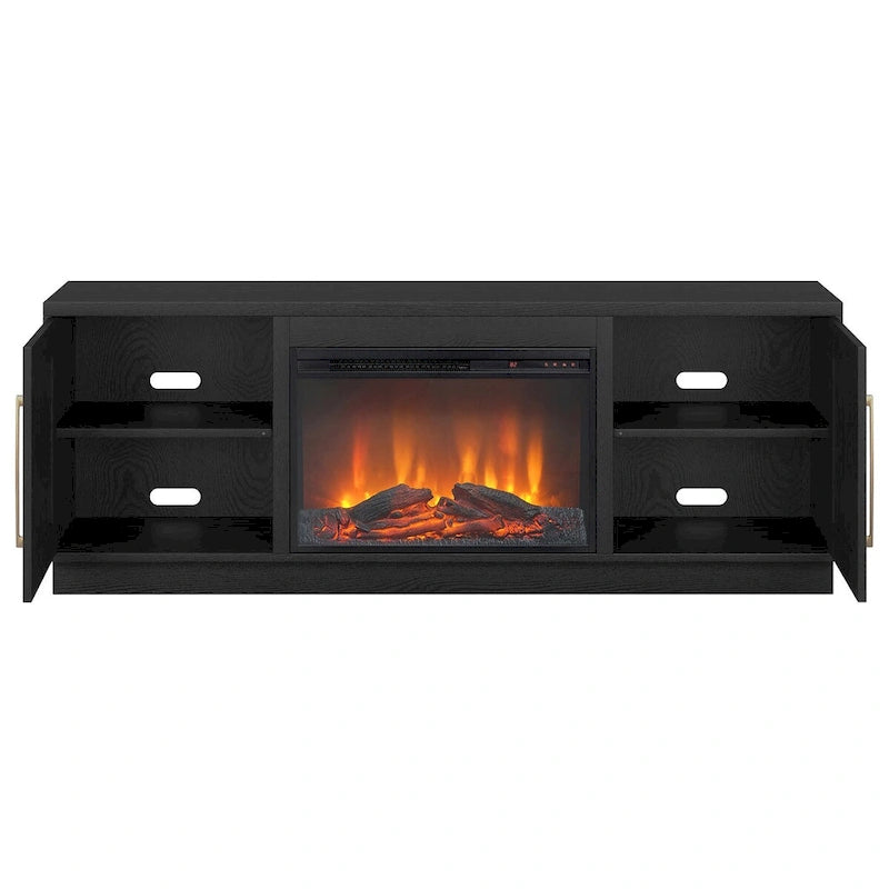Rectangular TV Stand with Log Fireplace for TV's up to 75