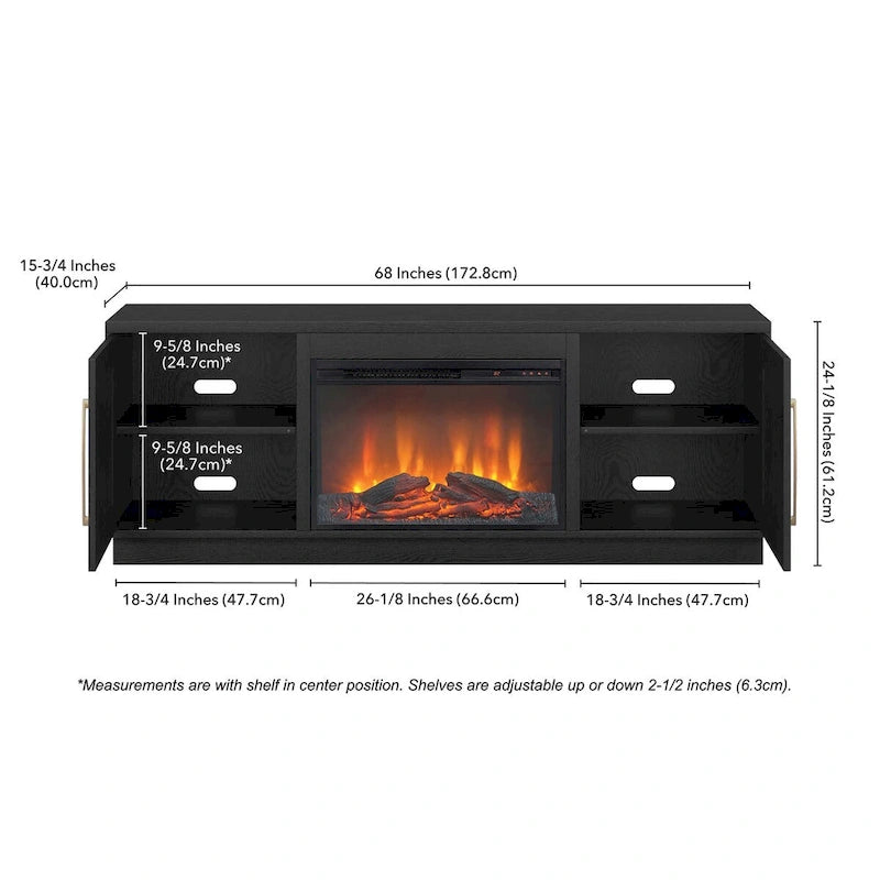 Rectangular TV Stand with Log Fireplace for TV's up to 75