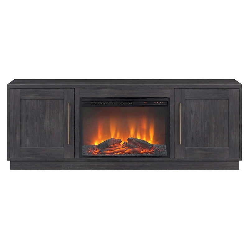 Rectangular TV Stand with Log Fireplace for TV's up to 75