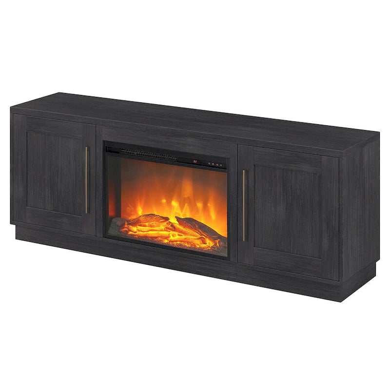 Rectangular TV Stand with Log Fireplace for TV's up to 75