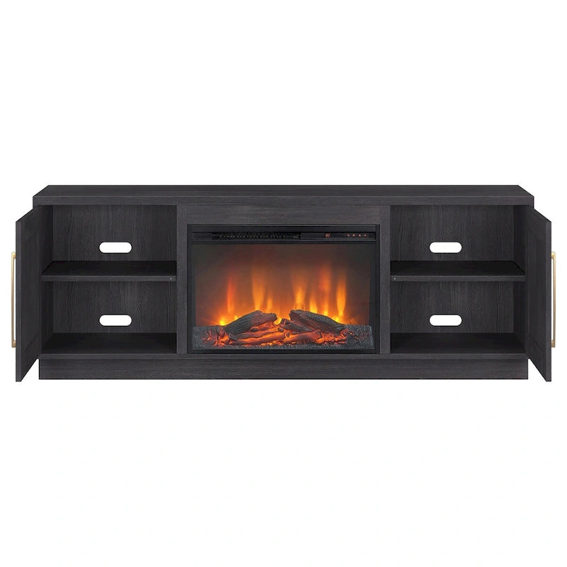 Rectangular TV Stand with Log Fireplace for TV's up to 75
