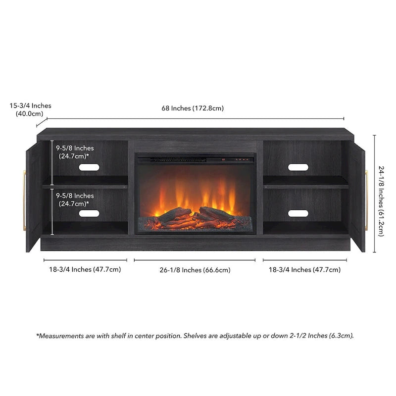 Rectangular TV Stand with Log Fireplace for TV's up to 75