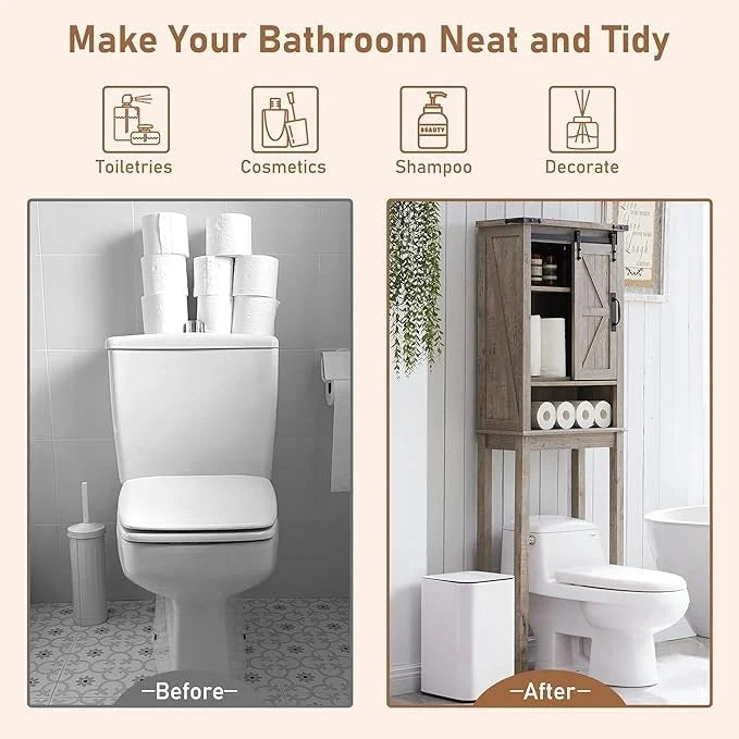 Meuble de rangement de style ferme au-dessus des toilettes, armoire au-dessus des toilettes