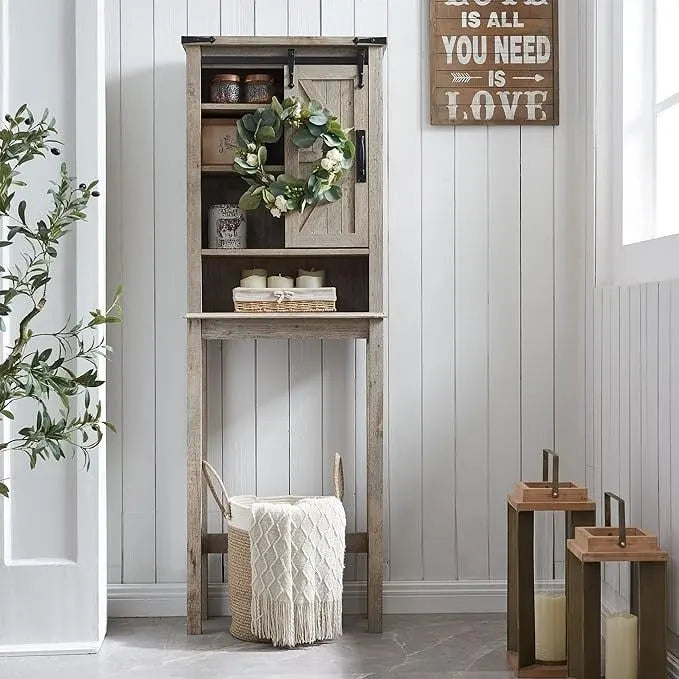 Meuble de rangement de style ferme au-dessus des toilettes, armoire au-dessus des toilettes