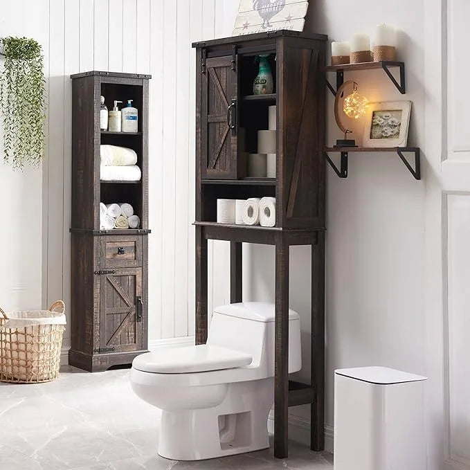 Meuble de rangement de style ferme au-dessus des toilettes, armoire au-dessus des toilettes