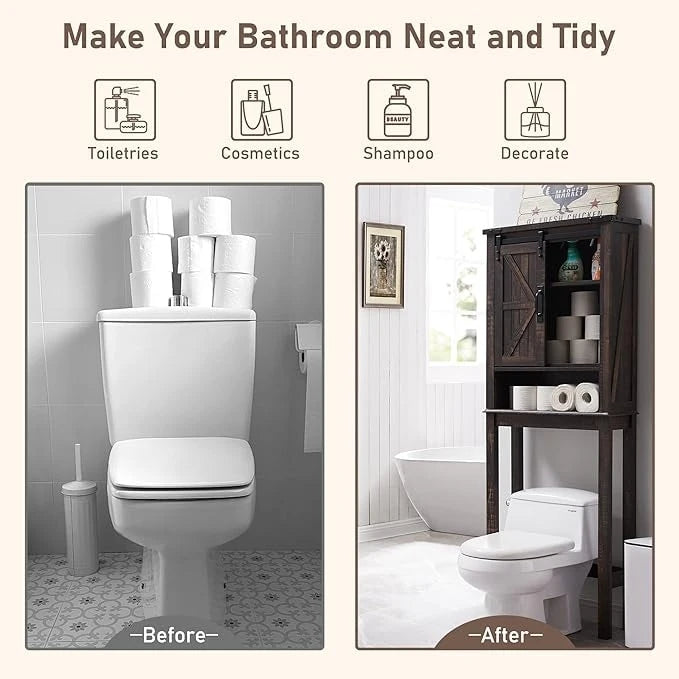 Meuble de rangement de style ferme au-dessus des toilettes, armoire au-dessus des toilettes